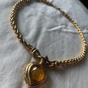 Yellow Gemstone Heart Necklace